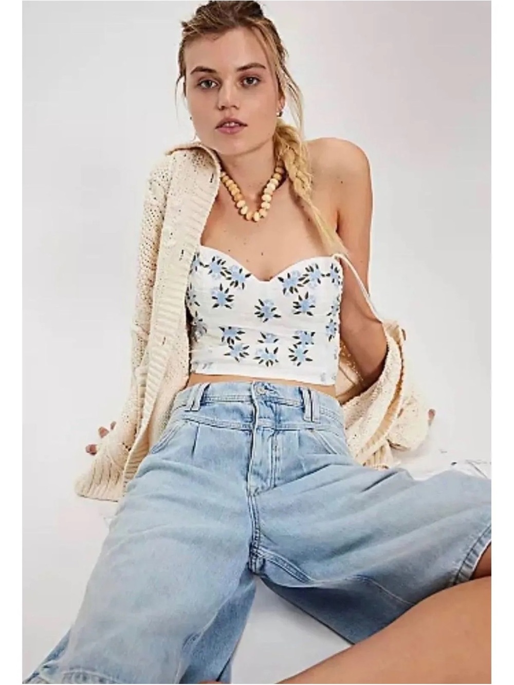 Free People Wild Flowers Embroidered Bustier NWT